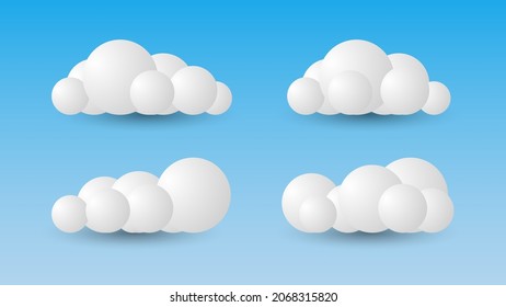 3D clouds set isolated on a blue background