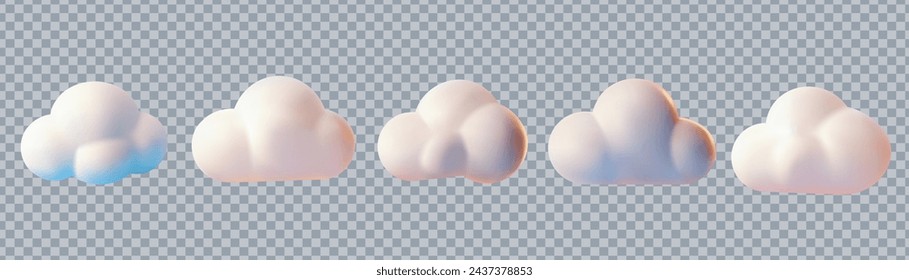 3D-Wolken setzen sich isoliert auf transparentem Hintergrund. Vektorgrafik.