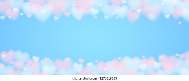 3d cloudy heart sky background for internet banner with copy space in soft blue and living coral red colors. stock vector illustration clipart