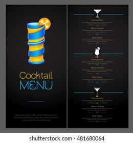 3D cocktail  design. Cocktail Menu design