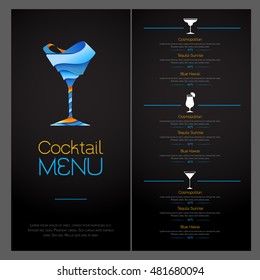 3D cocktail  design. Cocktail Menu design