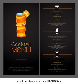 3D cocktail  design. Cocktail Menu design