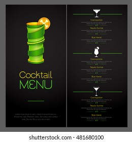 3D cocktail  design. Cocktail Menu design