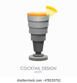 3D cocktail design.Vector icon