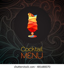 3D cocktail tequila sunrise design.Vector icon. Menu design