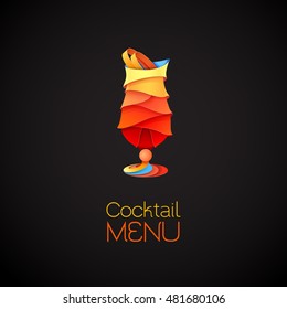 3D cocktail tequila sunrise design.Vector icon. Menu design