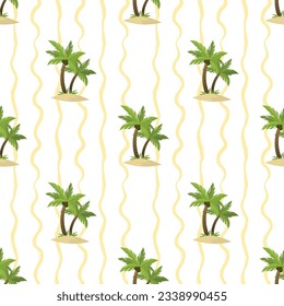 3D Coconut-Baumkinder-Tapete, Nahtloses Muster