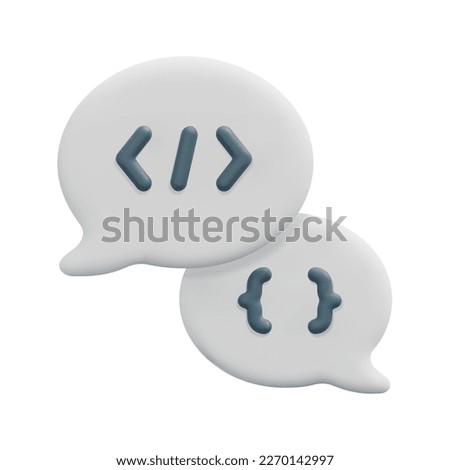 3d code icon in speech bubble icon vector. Isolated on white background. 3d development and software concept. Cartoon minimal style. 3d coding icon vector render illustration.