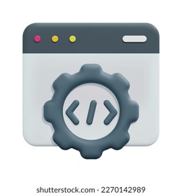 3d code optimization icon vector. Isolated on white background. 3d development and software concept. Cartoon minimal style. 3d coding icon vector render illustration.