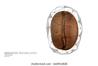 El café 3D era una idea de negocio realista. Símbolo moderno de procesamiento de cafés de bajo nivel. Producto tecnológico cafeína bebida de energía gratuita. Ilustración vectorial de signo de investigación científica