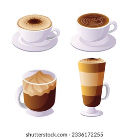 Set-Kollektion für 3D-Coffee Flat Style