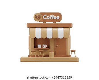 3d coffee shop icon vector illustration