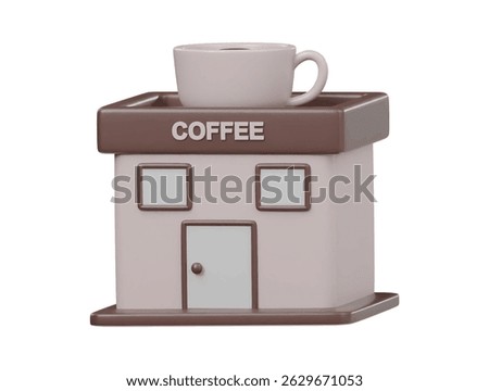 3d coffee shope icon render illustration