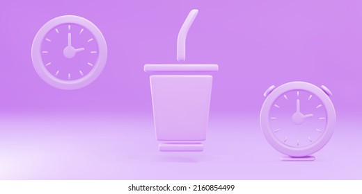 3.ª idea de tiempo de café con taza de café y reloj. Ilustración vectorial.
