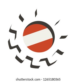 3D cog wheel with Austria flag. Precision machinery relative backdrop