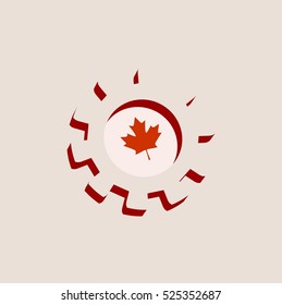 3D cog wheel with Canada flag. Precision machinery relative backdrop
