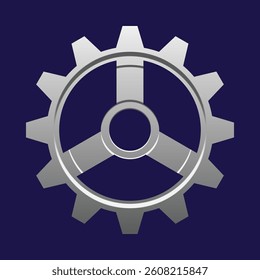 3D Cogwheel gear icon. Engineering technical support. System update. Setup and optimization. Setting symbols. Cartoon design element isolated on white. 3D Vector illustration.