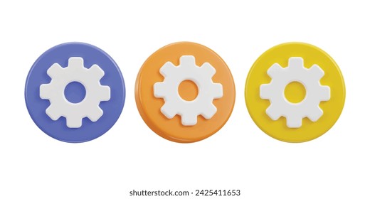 3d cogwheel gear settings icon vector illustration set