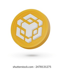 3D coin. Cryptocurrency symbol Binance BNB. 3D Vector icon. Illustration isolated on a white background