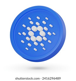 3D coin. Cryptocurrency symbol Cardano ADA. 3D Vector icon. Illustration isolated on a white background