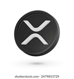 3D coin. Cryptocurrency symbol Ripple XPR. 3D Vector icon. Illustration isolated on a white background