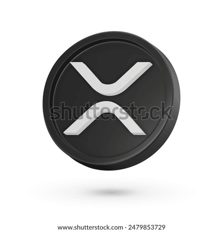 3D coin. Cryptocurrency symbol Ripple XPR. 3D Vector icon. Illustration isolated on a white background