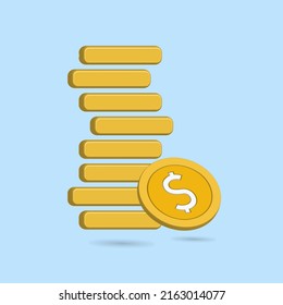 Icono de oro de moneda 3D ilustración vectorial, tema financiero mejor para las imágenes de su propiedad 