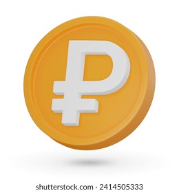 3D coin. The Russian ruble. Currency symbol, 3D icon. Vector sign isolated on a white background