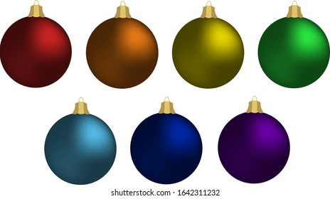 3D collection of Christmas balls in vector graphics. Decorative element for a festive New Year's design. White background. Can use online