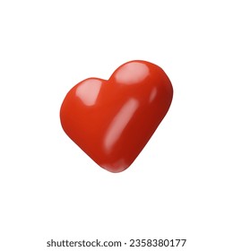 3D collection of render red heart. Happy Valentine's Day, wedding, love symbol. Vector collection of illustration in clay style. Marriage realistic romantic icon. Medical simple object