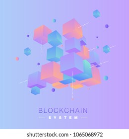 3D Coloful  Isometric Blockchain Vector Concept Illustration