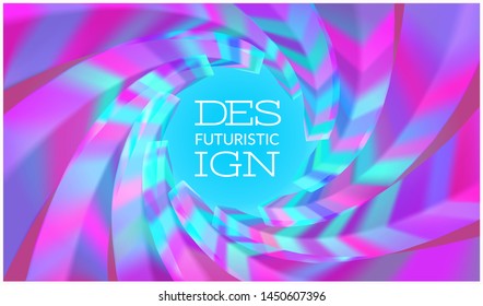 3d color abstract liquid design banner. Round twisted tunnel of elegant modern geometric shapes on turquoise background.  Futuristic design poster or banner. Vector illustration.