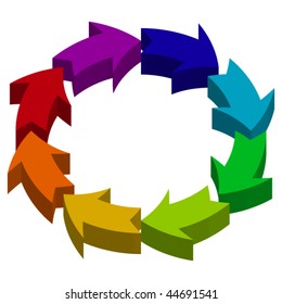 3D color arrows in circle
