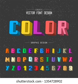 3D color Font and alphabet vector, Bold typeface and number design, Graphic text on background