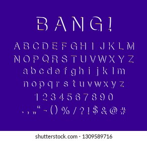3D color font. Decorative alphabet set. Negative space typography design. Lowercase and uppercase letters, signs and numbers for lettering and logo elements. Contrast colors.