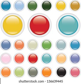 Boutons de cercle brillant de couleur 3d, image vectorielle