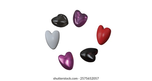 3d color heart shape on white background, Transparent background