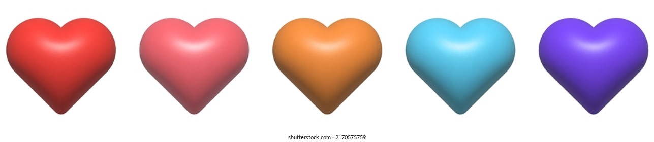 3d color hearts set. Design for Valentine's Day,  Mother's Day and other holidays. Vector illustration