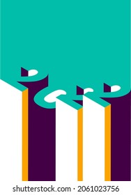 3d color isometric numbers 2022. Trending minimalistic abstract typography. Modern aesthetics of Swiss design 2022 calendar cover. Vector illustration.