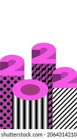 3d color isometric numbers 2022. Trending minimalistic abstract typography. Modern aesthetics of Swiss design 2022 calendar cover. Vector illustration.