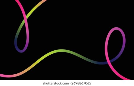 3D Color Line Shape. Abstract Gradient Vector Wave. Curve Rainbow Ribbon Spiral. Swirl Doodle Squiggle Color Line.