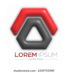 3d color logo. The composition of the hexagon. Brand template, stickers, stickers. A creative idea