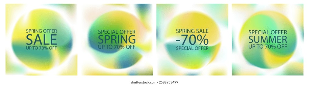 3d color noise background. Organic gradient blurred sunny garden. Cloud gradation palette. Green grain abstract music event mesh. Pastel sphere of wavy line smoky shapes. Spring light fluid pattern