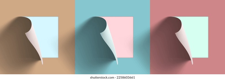 3d Color Note Paper With Curled Corner And Shadow. EPS10 Vector
