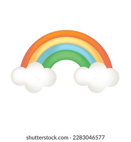 3D Color Rainbow With Clouds, With Gradient Mesh