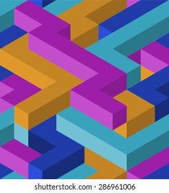 3D color shapes seamless pattern