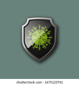 Icono de 3d color con pandemia de coronavirus SARS-Cov-2 en el fondo. Enfermedad de Coronavirus 2019 (COVID-19) Ilustración vectorial