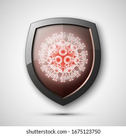 Icono de resplandor en el fondo de la pandemia de coronavirus SARS-Cov-2 3d. Enfermedad de Coronavirus 2019 (COVID-19) Ilustración vectorial