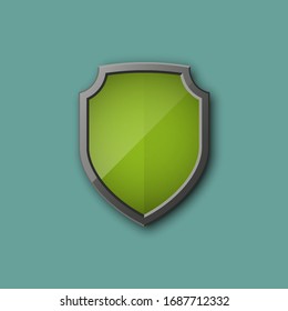Icono de escudo de color 3d en el fondo. Ilustración del vector