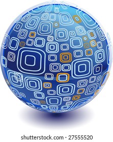 3d Color vector sphere with fashion ornament.